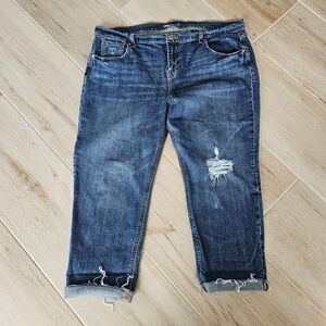 Women's Old Navy Boyfriend Style Distressed Cropped Jeans size 16 Petite EUC